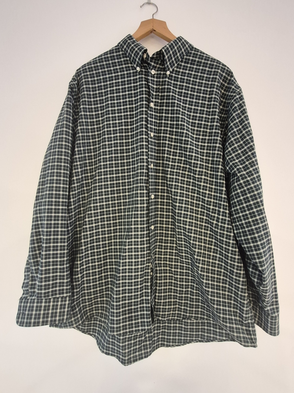 Stafford Green and White Plaid Button-Down Shirt